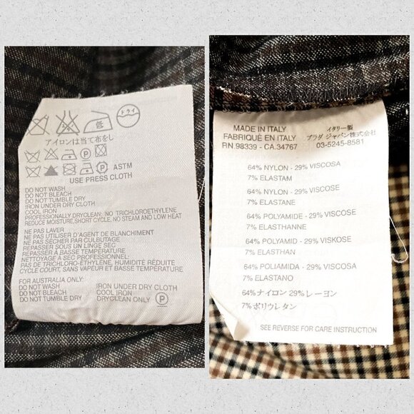 Miu Miu Pencil Midi Skirt Check Brown Black Size 44 IT US 8 - Picture 8 of 12